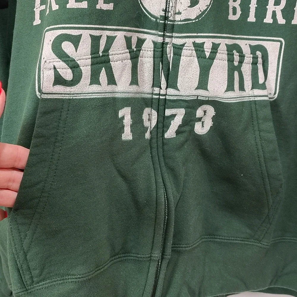 Lynyrd Skynyrd Hoodie Unisex LG Green Zip Free Bird Rock Band Grunge Streetwear